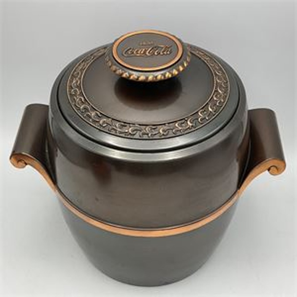 Vintage Hyde Park Coca Cola Bronze Copper Ice Bucket with Tongs Brown Barware